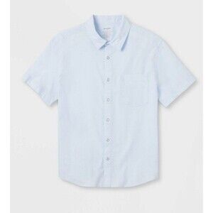 Goodfellow Men's  Short Sleeve Button-Down Shirt in Airy Blue Slim Sz  Xl